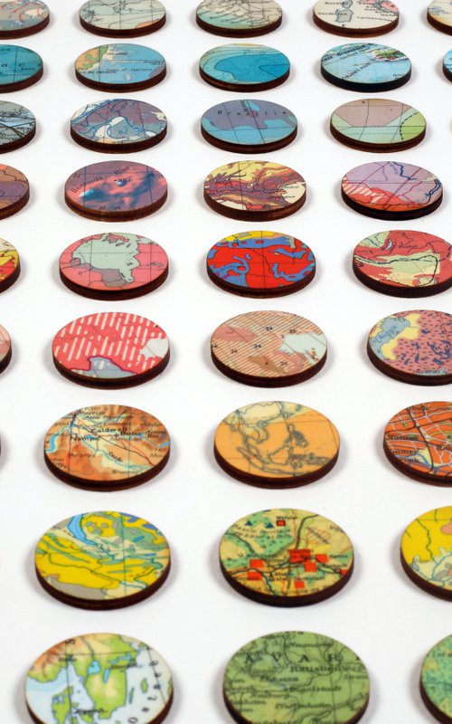 Custom artwork for Mat - map dots original framed artwork by Amelia Coward