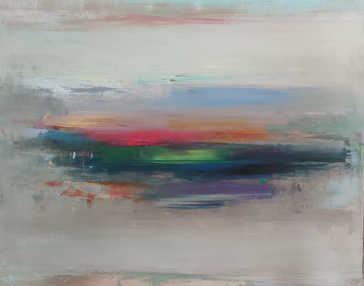 Expressive Abstract Oil Painting By Viktoria Shvoren, 39 X 31", Echo, Original Artwork