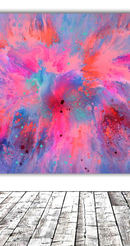 Purple Illumination - 100x70 cm - Big Painting XL - Large Abstract, Supersized Painting - Ready to Hang, Hotel Wall Decor, Perfect Gift by Soos Tiberiu