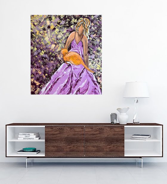 Woman Cat Painting