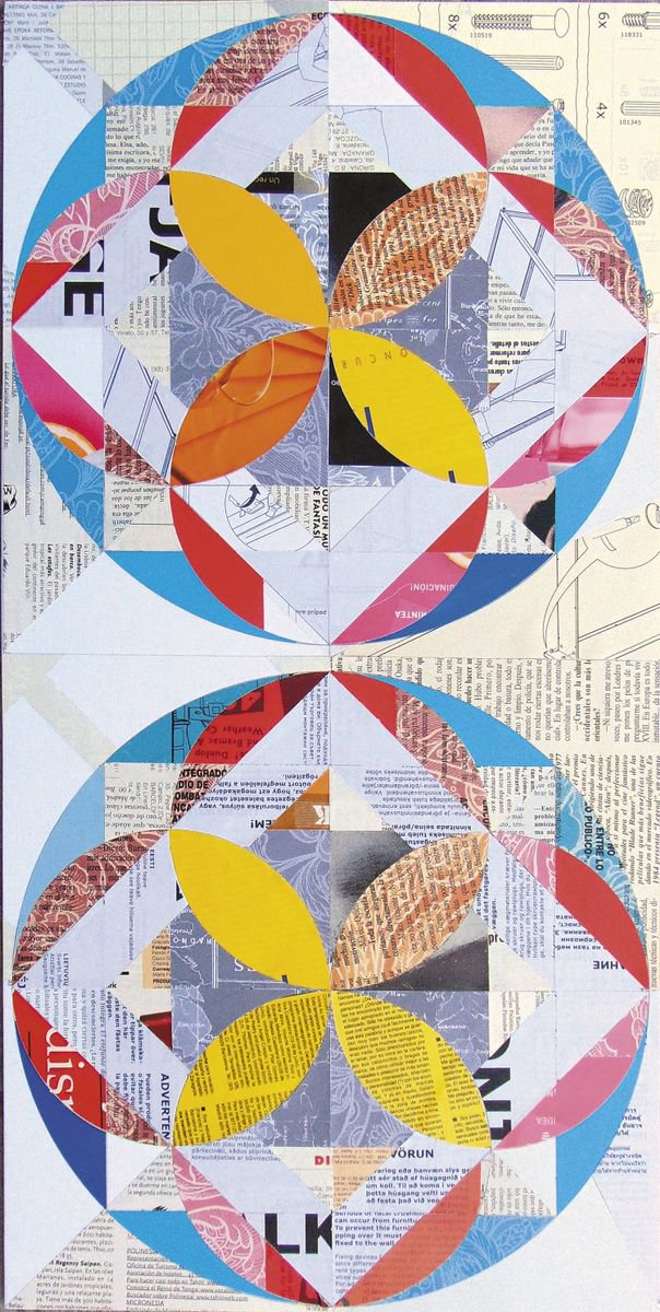 Geometric Botanical Collage By Manel Villalonga, 12 X 24", 101 Geometric, Original Artwork