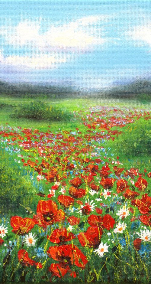 Red poppies and wildflowers by Ludmilla Ukrow