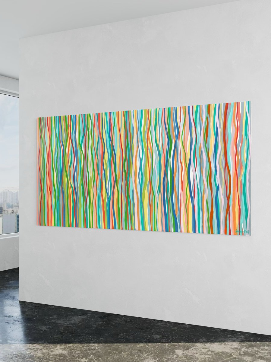 Abstract Acrylic Painting By George Hall, 73 X 36, Summer Funk, Original Artwork