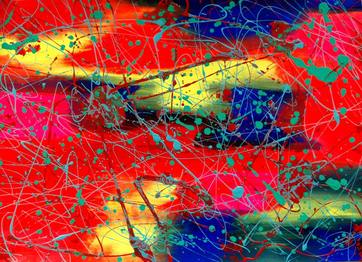 Abstract Acrylic Painting By Cb., 28 X 20, Abstract On Paper. 9, Original Artwork