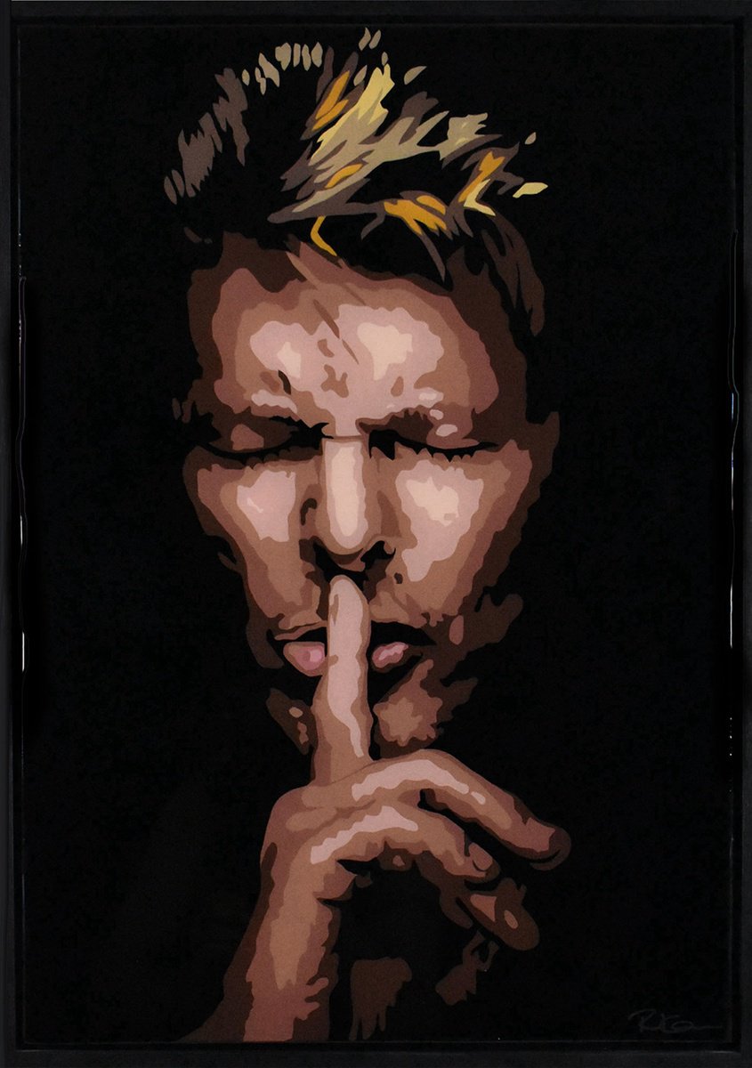 David Bowie framed portrait painting by Robert Kerr