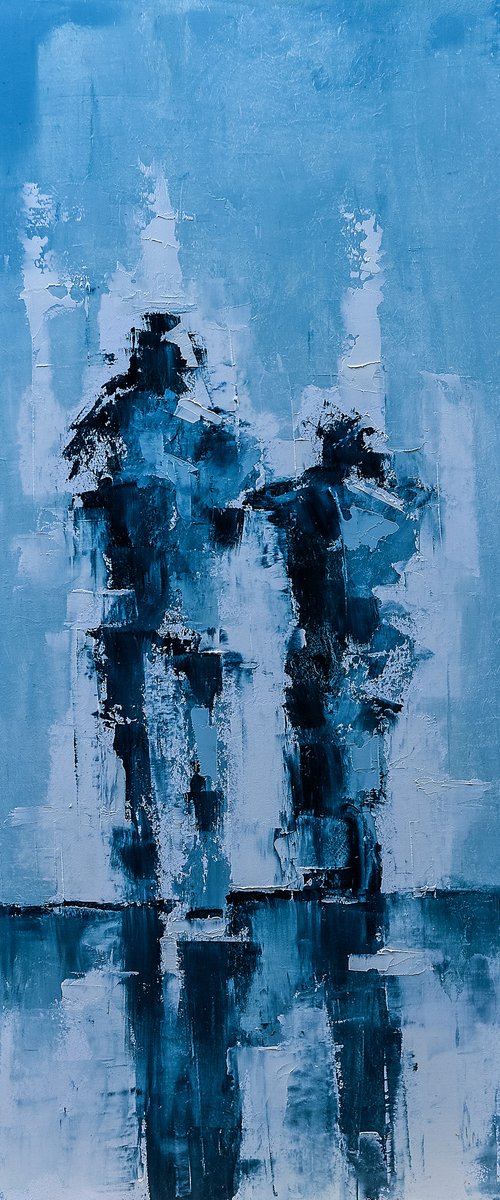 Two abstract figures on the street. Abstract figure art by Marinko Šaric
