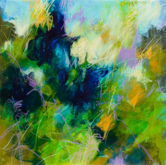 Spring dream - Abstract floral - Contemporary art - Greenery
