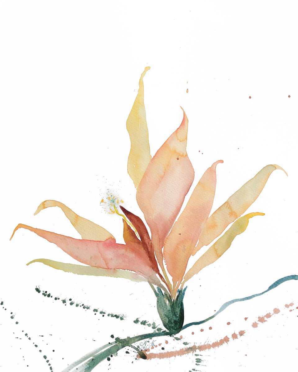 Expressive Watercolour , Desire. Floral Shades. By Nataliia Kupchyk, 17 X 22, Artwork For Sale On Artfinder
