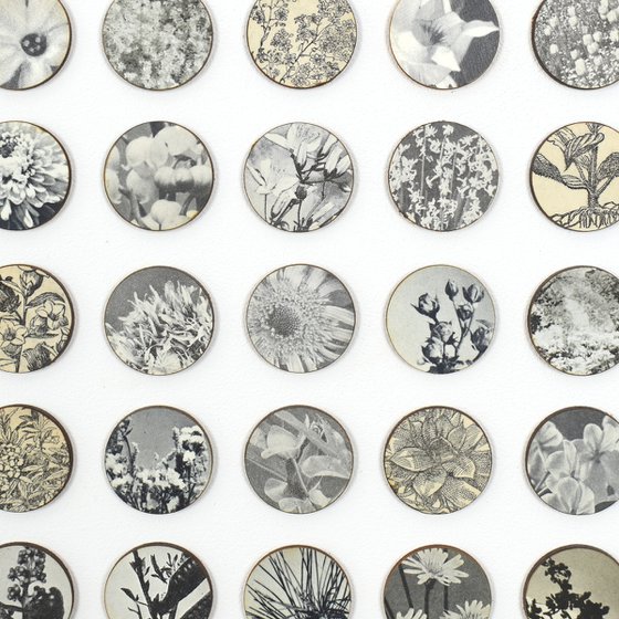 Monochrome Botanical Dots Mixed Media collage