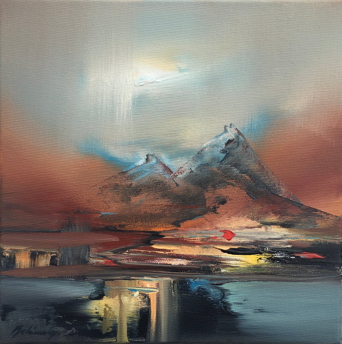 Impressionistic Landscape Oil Painting By Beata Belanszky Demko, 10 X 10, Fresh Air, Original Artwork