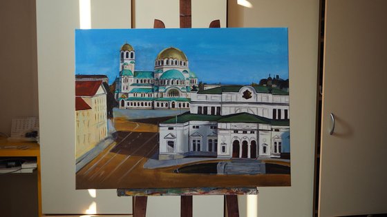 “National Assembly and Alexander Nevsky Cathedral “ - 60x80cm - Artwork Acrylic on Canvas