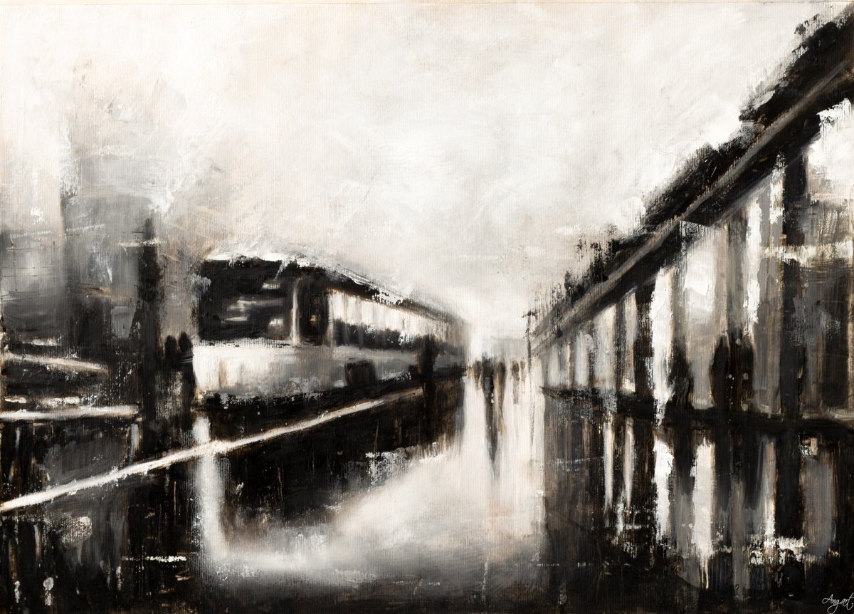 Impressionistic Cityscapes Oil Painting By Angela Suto, 23 X 17, City Composition #04, Original Artwork