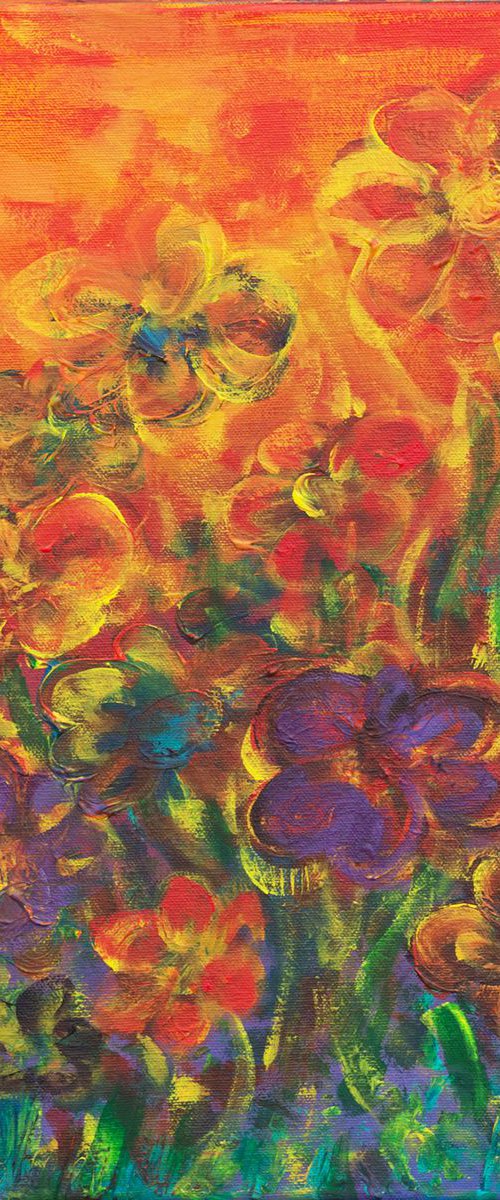 Flower garden at sunset by Peter Zelei