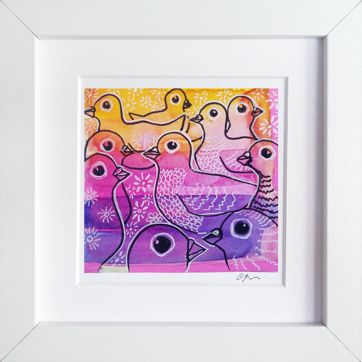 Feathered friends #2 (framed and ready to hang) by Carolynne Coulson