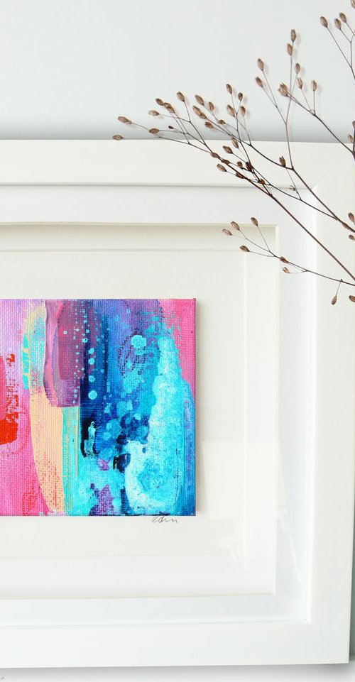 Framed ready to hang mini original abstract #191 by Carolynne Coulson