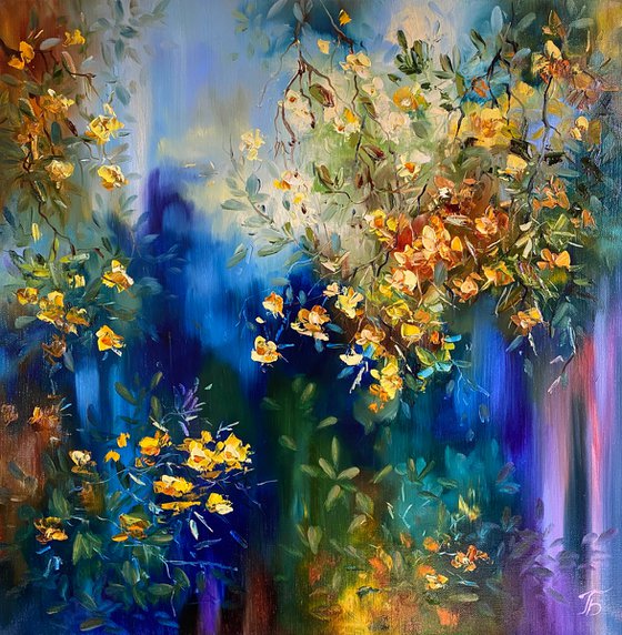 flower garden oil painting