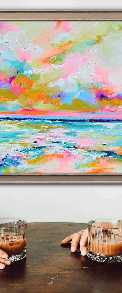 Blushing Sea Sunset - Colorful Seascape by Soos Roxana Gabriela