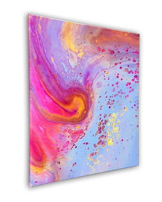 "Blowing Bubbles" - SPECIAL Valentine's Day Price + FREE USA SHIPPING - Original Abstract PMS Fluid Acrylic Painting - 16 x 20 inches