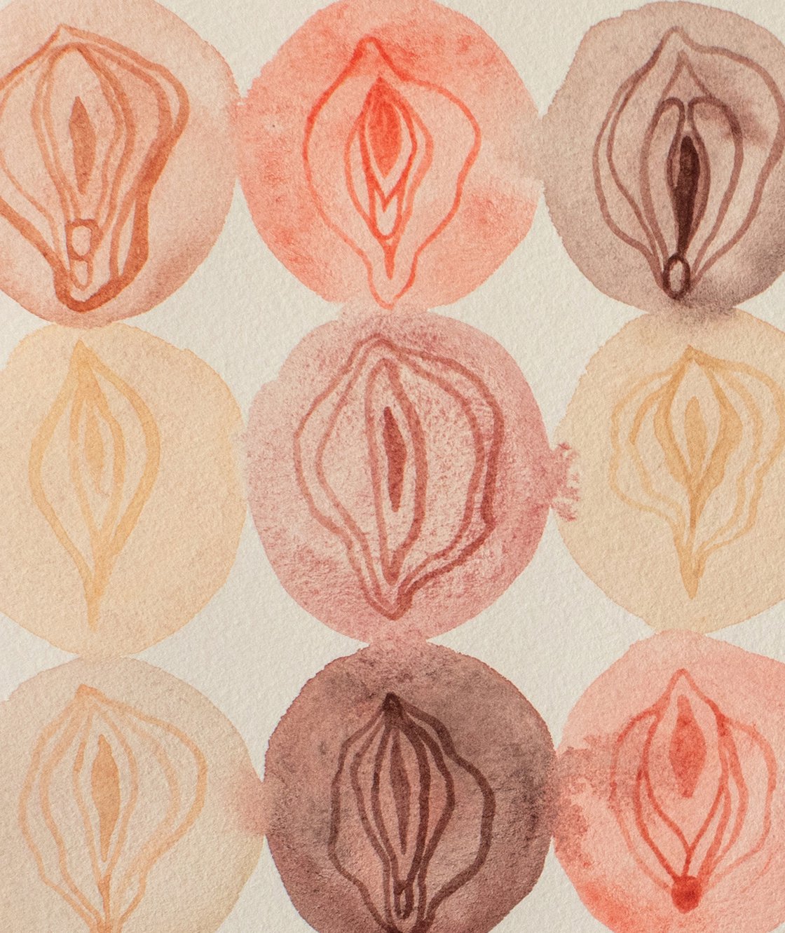 Feministic watercolor illustration with different vulvas Watercolour by  Liliya Rodnikova | Artfinder