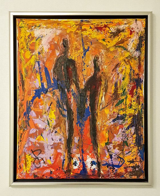 Couple. Semi-Abstract Figure Painting