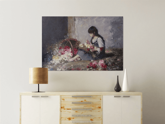 My flowers world(120x80cm, oil painting, palette knife)