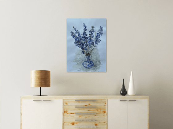 Delphinium in vase. 30in.x22in