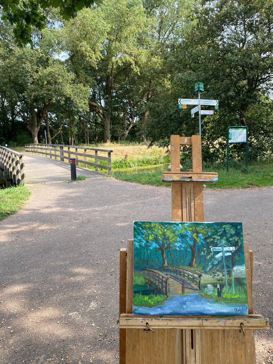 Impressionistic Landscape Oil Painting By Dmitry Fedorov, 12 X 9, Small Wooden Bridge 2 Pleinair, Original Artwork