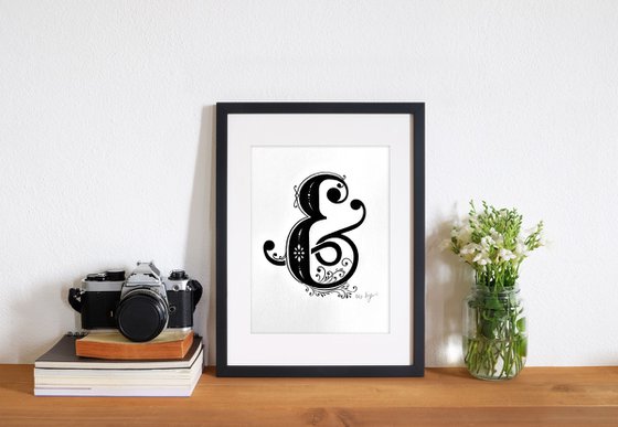 Ampersand Wall Art, Black And White Typography Print