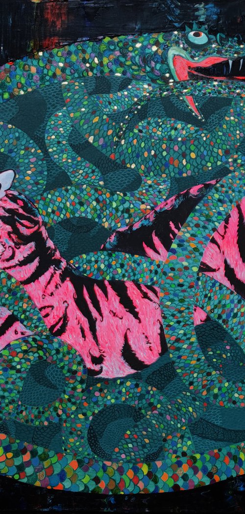 Tiger and snake Painting by ANASTASIA BALABINA