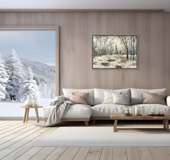 Forest Cabin in the Snowfall