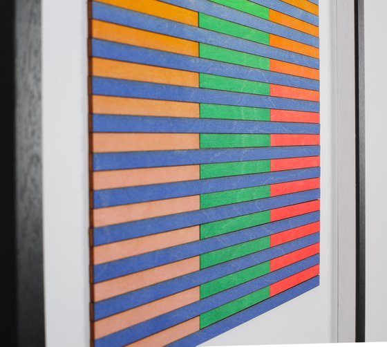 Three Panel Abstract Geometric Gradient Painting Number Two