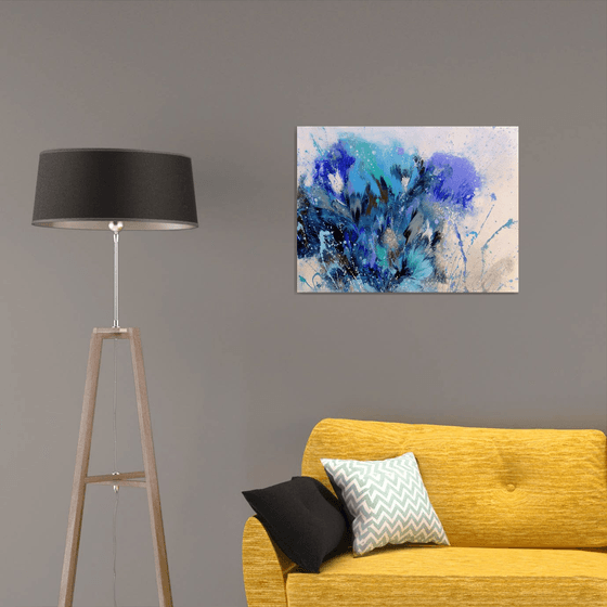 "Blue composition" Abstract painting 60 x 80cm