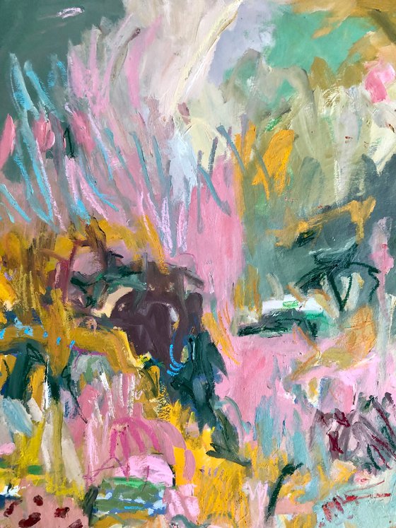 Golden fields. Original abstract painting