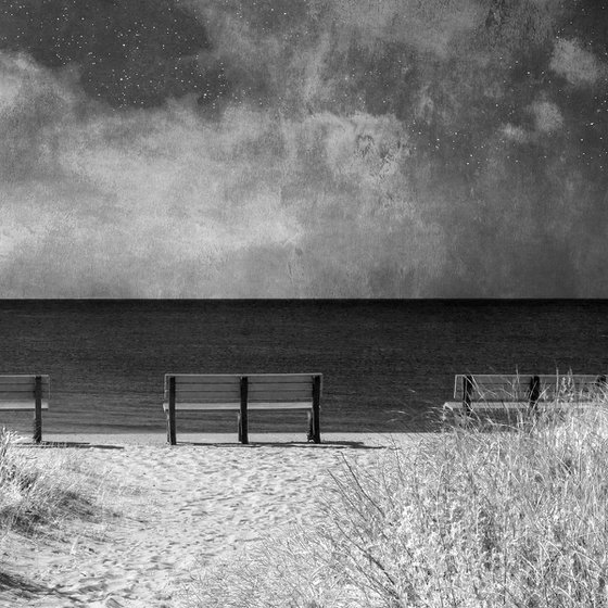 Benches By the Sea, No. 2, 12 x 18"