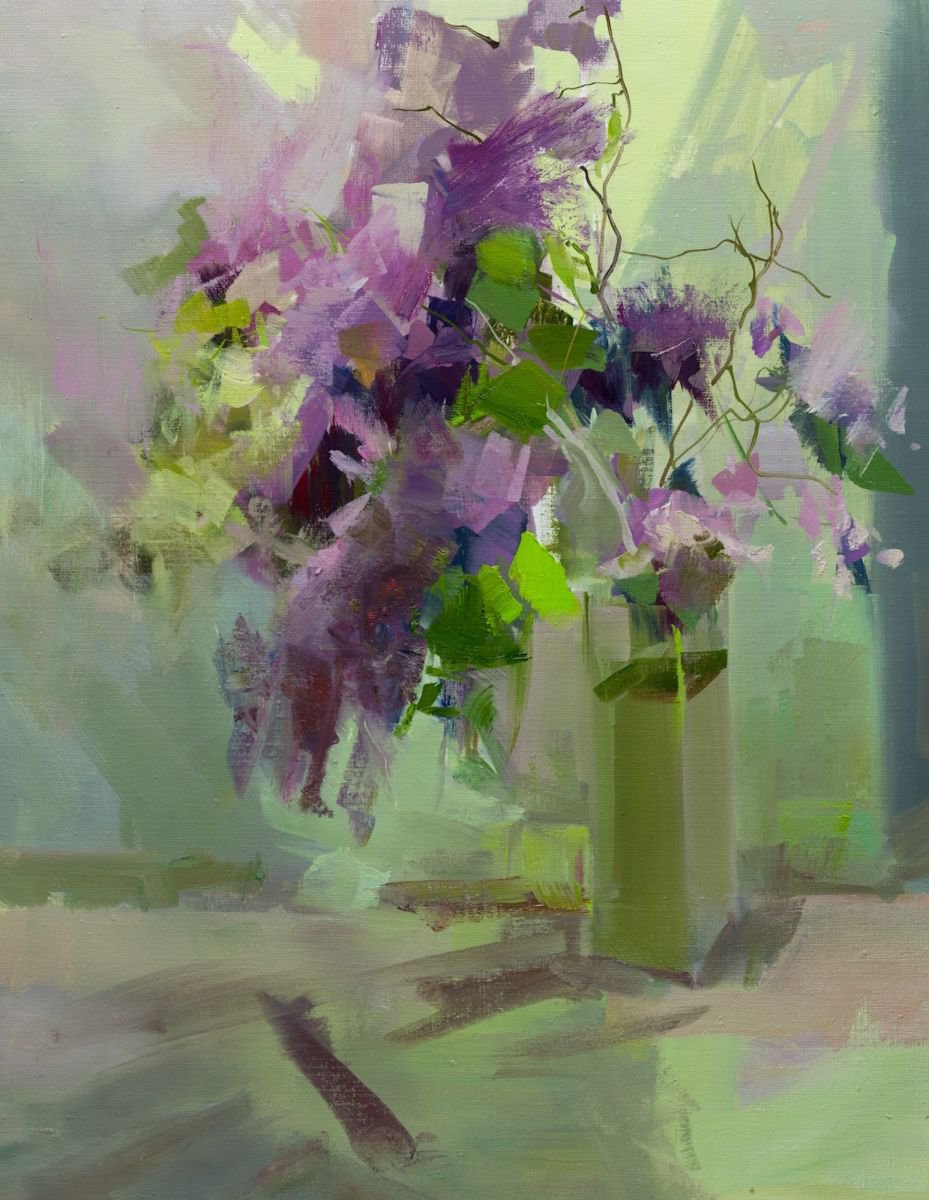 Contemporary artwork on canvas - Purple Fragrance by Yuri Pysar