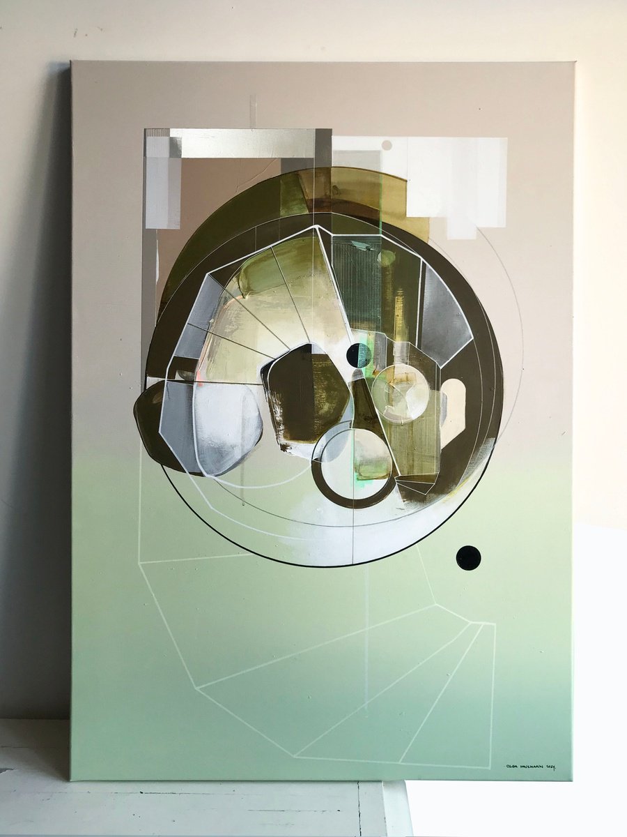 Abstract Acrylic Painting By Olga Hausmann, 28 X 39", Spiral, Original Artwork