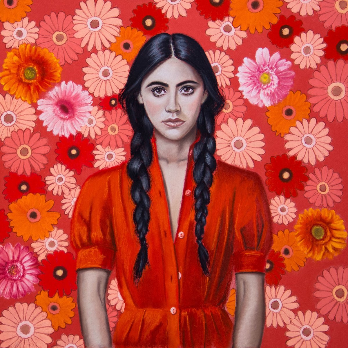 Photorealistic Portrait Pastel Drawing By Inna Medvedeva, 20 X 20, Spring Girl, Original Artwork