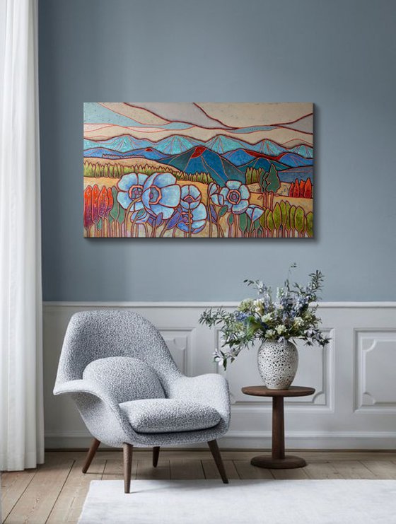 Blue poppies in the mountains