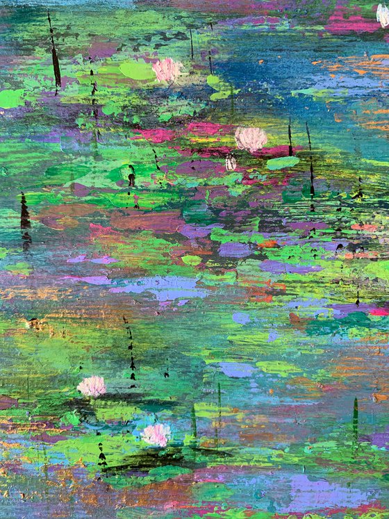 Abstract Water lily pond -1 ! A4 Painting on paper