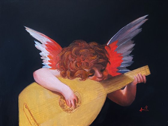 Angel Playing the Lute, after Rosso Fiorentino.