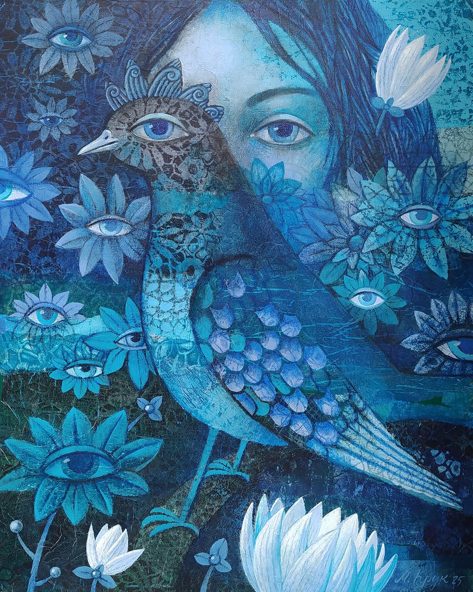 Portrait Collage By Margot Raven, 16 X 20", Birdwatching 2, Original Artwork