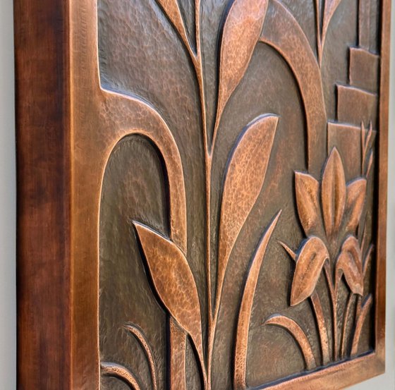 "Copper Botanica" Metal Wall Relief
