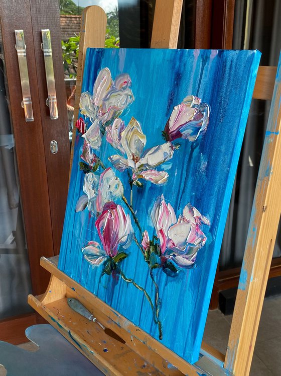 Magnolia on Turquoise