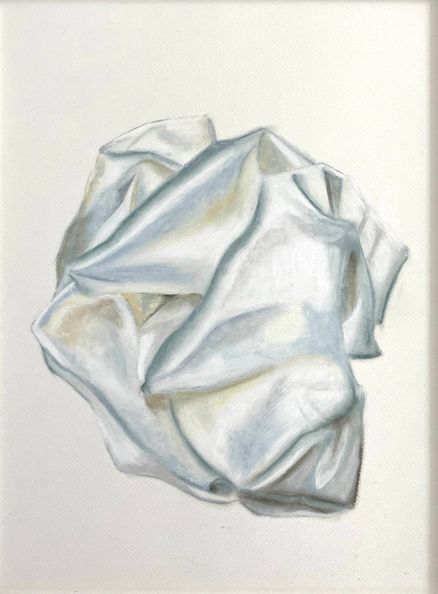 Abstract Pastel Drawing , Satin White On White By Kristine Facchetti, 15 X 19, Artwork For Sale On Artfinder