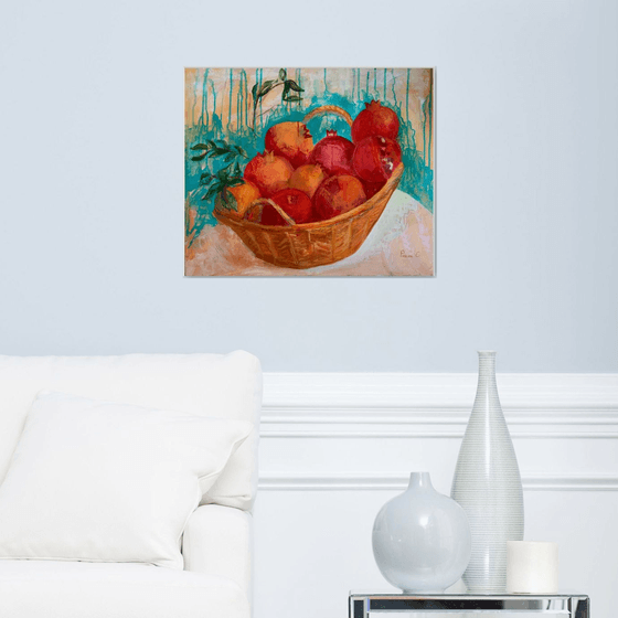 Pomegranate in basket