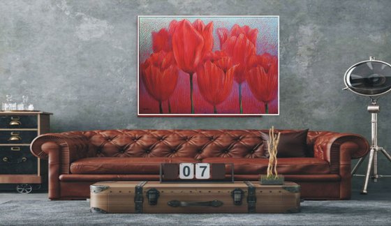 Red Tulips on Red