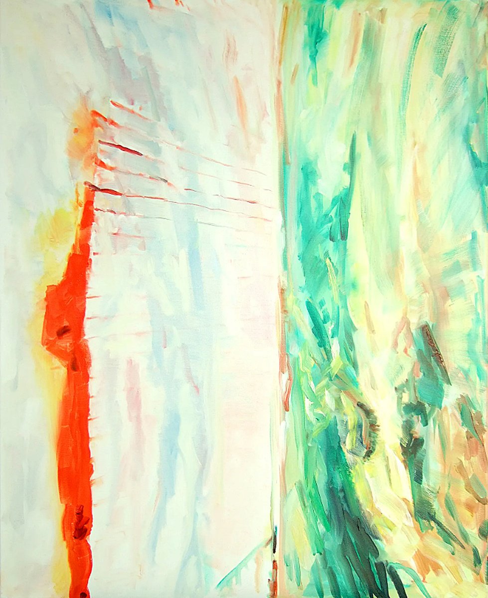 Organic Abstract Oil Painting By Sebastian Rudko, 31 X 39", Spacetime 2, Original Artwork