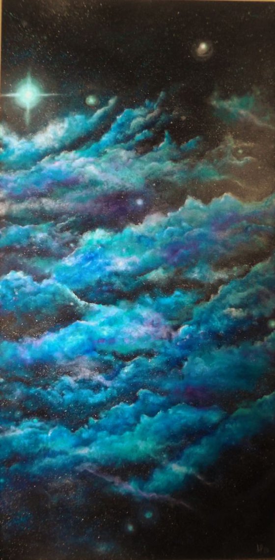 'Guiding Light' - Space painting, nebula art, modern, large painting