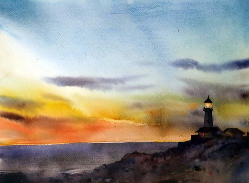 Sunset Lighthouse by Samiran Sarkar