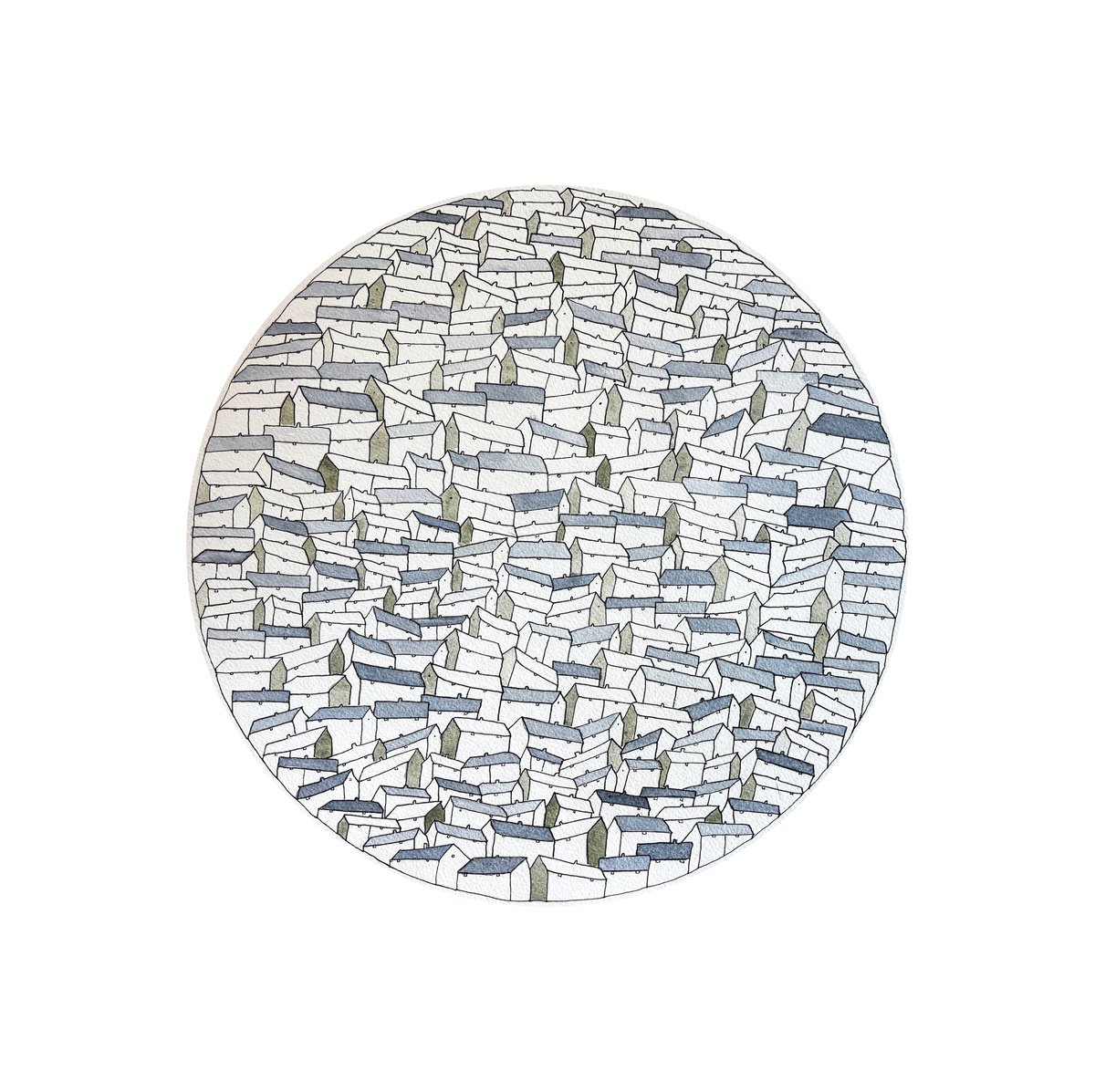 Illustrative Watercolour , Homes Ii By Simon Beesley, 21 X 21, Artwork For Sale On Artfinder